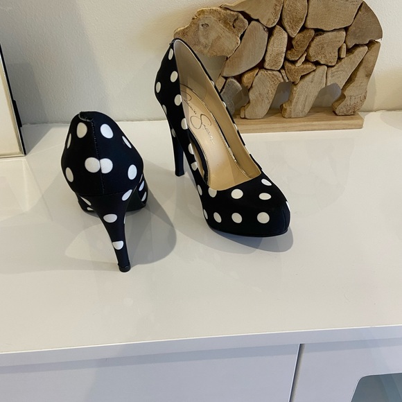 Jessica Simpson Polka Dot Heels Sz 8 - Picture 3 of 3